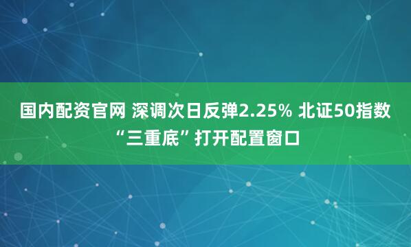 国内配资官网 深调次日反弹2.25% 北证50指数“三重底”打开配置窗口
